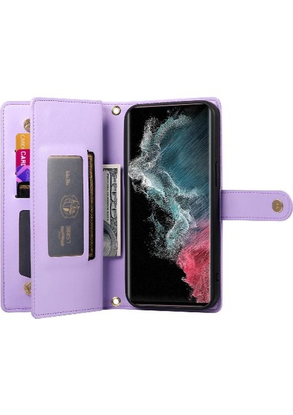 Samsung Galaxy S22 Ultra Cüzdan Bölmesi Çok Fonksiyonlu Flip Case (Yurt Dışından)