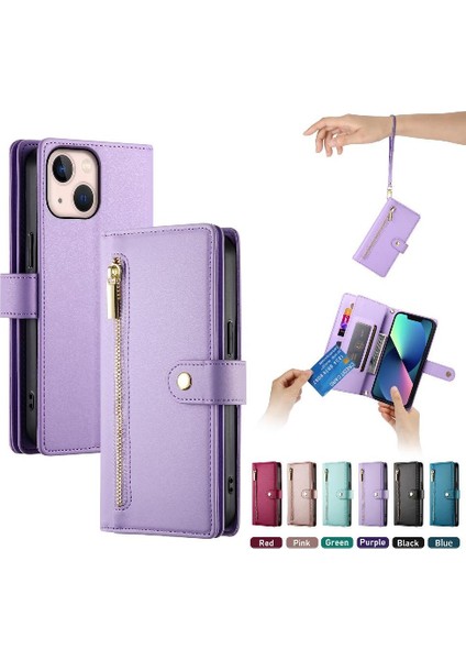 IPhone 13 Mini Çok Fonksiyonlu Kart Yuvaları Bilek Kayışı Cüzdan Için Flip Case (Yurt Dışından) fırsatları
