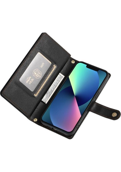 IPhone 13 Mini Çok Fonksiyonlu Kart Yuvaları Bilek Kayışı Cüzdan Için Flip Case (Yurt Dışından) indirimleri