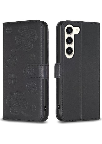 Samsung Galaxy S23 Artı 5g Çok Renkli Yonca Çiçek Pu Kart Için Flip Case (Yurt Dışından)