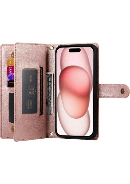 IPhone 15 Bilek Kayışı Kickstand Çok Fonksiyonlu Kart Yuvaları Için Flip Case (Yurt Dışından) fırsatları