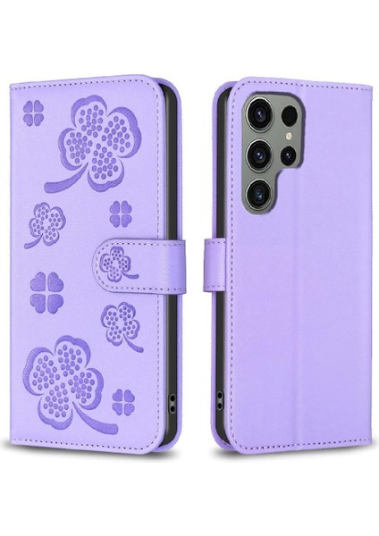 Samsung Galaxy S24 Ultra 5g Çok Renkli Pu Deri Yonca Için Flip Case (Yurt Dışından)