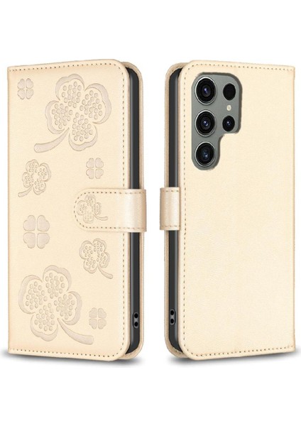 Samsung Galaxy S24 Ultra 5g Çok Renkli Pu Deri Yonca Için Flip Case (Yurt Dışından)