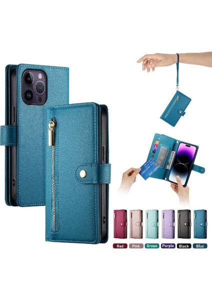 IPhone 14 Için Flip Case Pro Max Bilek Kayışı Kickstand Cüzdan Bölmesi (Yurt Dışından)
