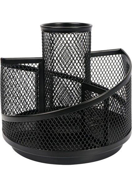 Masa Için Kalem Tutucu, Mesh Masa Düzenleyici, 360 Derece Dönen Dönen Siyah Metal Mesh Masaüstü Organizatör, 5 Bölme (Yurt Dışından)