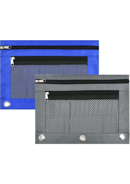 2 Paket 3 Halka Bağlayıcı Kalem Torbaları 2 Cep Kalem Torbaları Fermuarlı Kalem Kutusu Için Bağlayıcı Fermuarlı Kalem Çantası (Yurt Dışından)