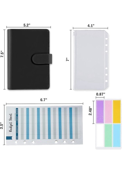 Nakit Zarflar Bütçe Ciltleyici, A6 Bağlayıcı ve 12 Şeffaf Pvc Zarf, Nakit Için Para Zarfları Organizatör (Siyah) (Yurt Dışından)