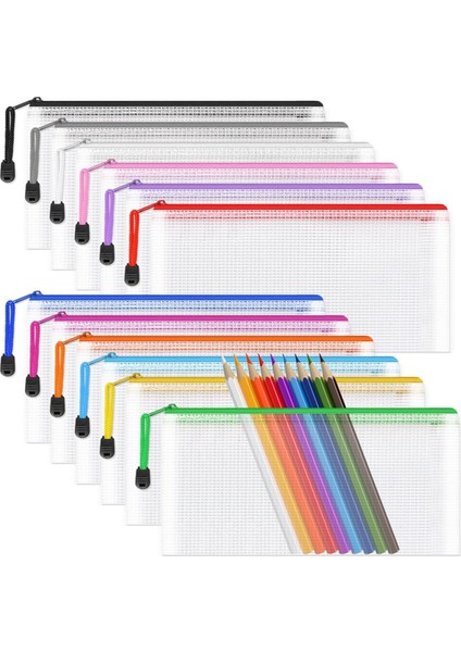 36 Adet Örgü Belge Çantası, Şeffaf Kalem Kutusu Cüzdan Klasörleri Okul Malzemeleri Için Su Geçirmez Seyahat Depolama Kese, 12 Renk (Yurt Dışından) fiyatları