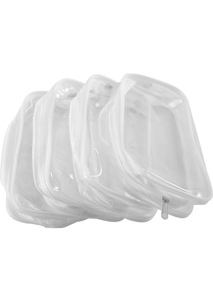 4 Parça Temizle Pvc Fermuarlı Kalem Kalem Kutusu, Okul Ofis Kırtasiye Için Büyük Kapasiteli Kalem Çantası Makyaj Çantası Fermuarlı (Beyaz) (Yurt Dışından)