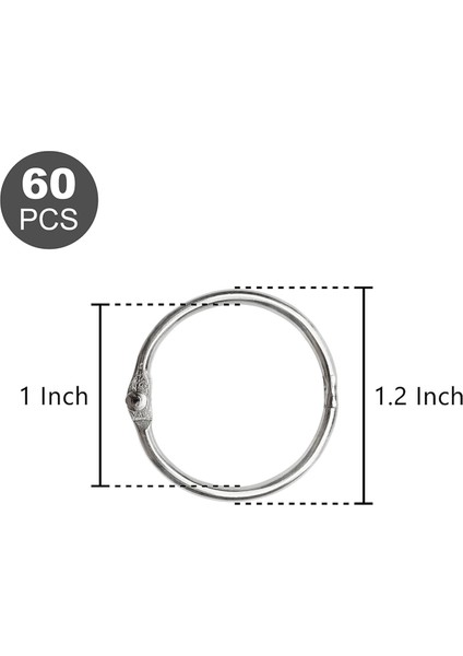 60 Pcs Gevşek Yaprak Bağlayıcı Halkaları 1 Inç Ofis Kitap Halkaları, Nikel Kaplama Çelik Bağlayıcı Halkaları, Anahtar Halkaları, Metal Kitap Halkaları (Yurt Dışından) fiyatları