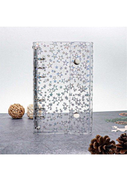 A6 Bütçe Bağlayıcı Kapak Şeffaf Pvc 6 Halka Bağlayıcı Glitter Yıldız Doldurulabilir Dizüstü Kabuk Koruyucu 2 Snaps ile (Yurt Dışından) modelleri
