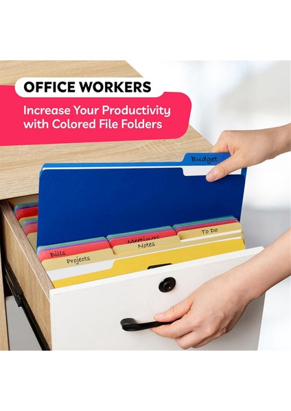 Renkli Dosya Klasörleri - Renkli Klasörler - Renkli Dosya Klasörleri Letter Boyutu - (30 Paket, 8,5 x 11 In, 1/3 Kesim Sekmesi, 5 Renk) (Yurt Dışından) fırsatları