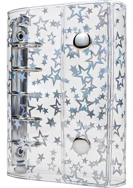 A8 Bütçe Bağlayıcı Kapak Şeffaf Pvc 6 Halka Bağlayıcı Glitter Yıldız Doldurulabilir Dizüstü Kabuk Koruyucu 2 Snaps ile (Yurt Dışından)