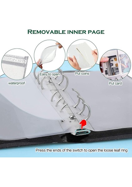 11 Adet A6 Bütçe Bağlayıcı Pvc 6 Halkalı Doldurulabilir Bağlayıcı Kapağı, 9 Bağlayıcı Cepli/1 Bağlayıcı Kart/1 Etiket (Siyah Yıldız) (Yurt Dışından) modelleri