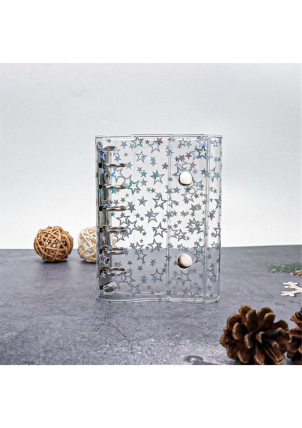 A7 Bütçe Bağlayıcı Kapak Şeffaf Pvc 6 Halka Bağlayıcı Glitter Yıldız Doldurulabilir Dizüstü Kabuk Koruyucu 2 Snaps ile (Yurt Dışından) modelleri