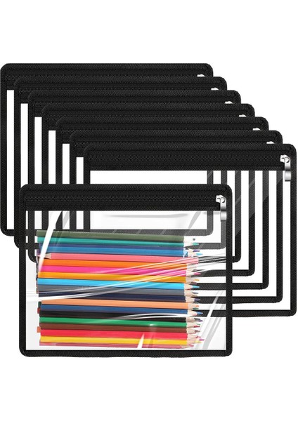 8 Adet Şeffaf Fermuarlı Çantalar Pvc Su Geçirmez Çanta Fermuarlı Çantalar Klasör Organizatörleri Belge Organizatörü Çanta Ofis Malzemeleri (Yurt Dışından)
