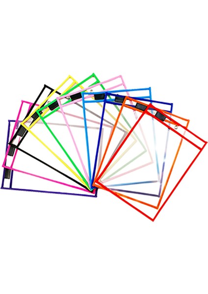 10 Adet Şeffaf Dosya Cep Klasör Kollu Büyük Boy Yeniden Kullanılabilir Kuru Silme Temizle Kırtasiye Depolama Klasörü Dosya Kılıfı (Yurt Dışından)