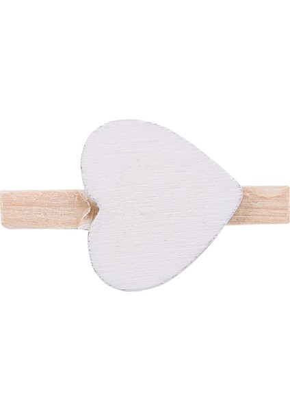 Küçük Mini Ahşap Elbise Mandalları / Kalpli Dekoratif Mandal, Beyaz (Yurt Dışından)