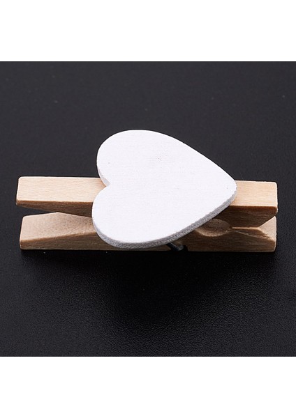 Küçük Mini Ahşap Elbise Mandalları / Kalpli Dekoratif Mandal, Beyaz (Yurt Dışından) fiyatları