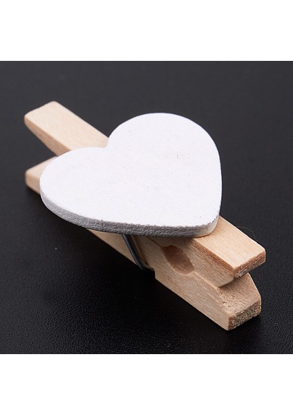 Küçük Mini Ahşap Elbise Mandalları / Kalpli Dekoratif Mandal, Beyaz (Yurt Dışından) modelleri