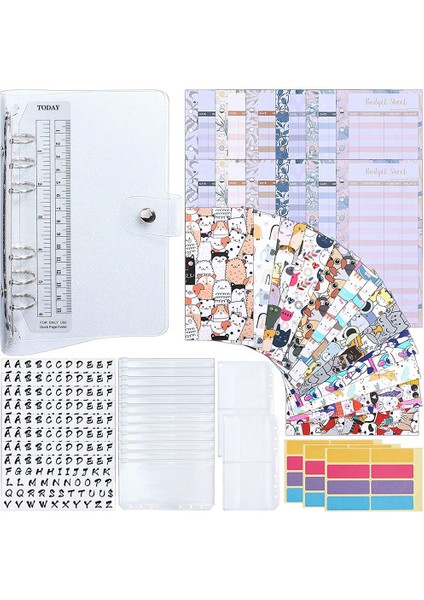 Bütçe Bağlayıcı Zarf Sistemi Gider Bütçe Sayfaları, A6 Pvc Çantalar, Saklama Çantaları, Alfabe Çıkartmaları Şeffaf (Yurt Dışından)