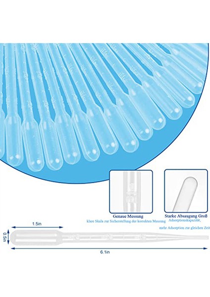 300 Pipet, 3 ml Tek Kullanımlık Pipetler, Ölçüm Pipetleri Laboratuvar, Sınıf, Deneysel Akrilik Renk, Eter Yağı (Yurt Dışından)