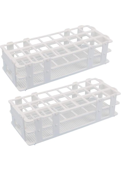 2 Adet Plastik Test Tüpü Rafı 24 Delik Laboratuvar Test Tüpü Raf Tutucu 25MM Test Tüpleri Için, Çıkarılabilir, Beyaz (Yurt Dışından)