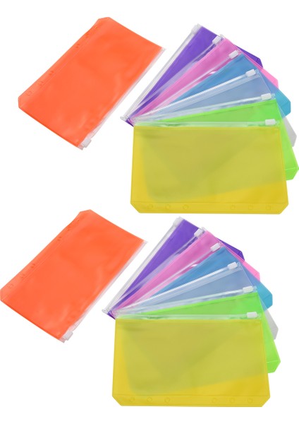 14 Adet Bağlayıcı Cepler A6 Boyutu 6 Delik Bağlayıcı Fermuar Klasörleri Su Geçirmez Pvc Gevşek Yaprak Çanta 6-Halkalı Klasör Defteri (Yurt Dışından)