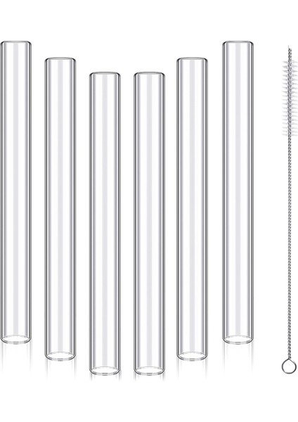 6 Adet 4 Inç Şeffaf Borosilikat Cam Tüp 12MM Od 8mm Id 2mm Kalın Cam Üfleme Tüpleri Temizleme Fırçası ile (Yurt Dışından)