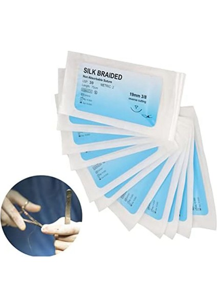 12 Adet Dikiş Seti, Kavisli Iğne ile Ipek Iplik Dikiş Kiti Yara Dikiş Uygulama Konusu Veteriner Kliniği Için (Yurt Dışından) modelleri