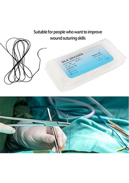 12 Adet Dikiş Seti, Kavisli Iğne ile Ipek Iplik Dikiş Kiti Yara Dikiş Uygulama Konusu Veteriner Kliniği Için (Yurt Dışından) fırsatları