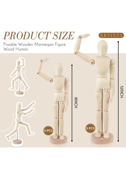 4 Adet Posable Ahşap Manken Figürü Ahşap Insan Modeli Çizim Figürü Eskiz Boyama Için Noel Masa Dekoru (Yurt Dışından)