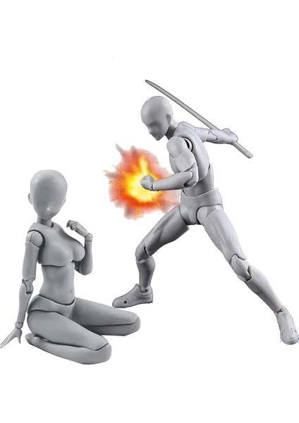 Sanatçılara Özel Kutu Çizimli Pvc Model Figür Modelleri(Kadın+Erkek,gri) (Yurt Dışından)