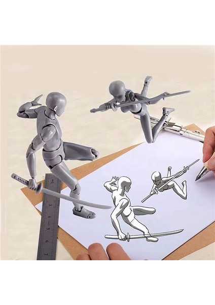 Sanatçılara Özel Kutu Çizimli Pvc Model Figür Modelleri(Kadın+Erkek,gri) (Yurt Dışından) fırsatları