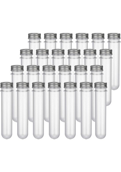 25 Adet 45 ml Plastik Test Tüpleri Metal Kapaklı Vidalı Kapak Yuvarlak Alt Düğün Şeker Kozmetik Seyahat Losyon Kapları (Yurt Dışından)