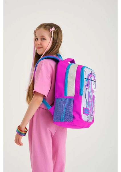 Kids Pembe Gümüş Simli Unicorn Desenli Üç Bölmeli Okul Sırt Çantası 14383 fırsatları