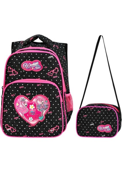 Benekli Flamingo Ilkokul Sırt ve Beslenme Çantası 5052
