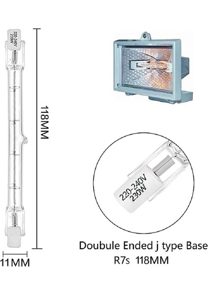 Halojen Rs7 4800LM Ampul Halojen Spotlar Bulb-Halojen Lamba WÜRTH-R7S-240W -117,6MM