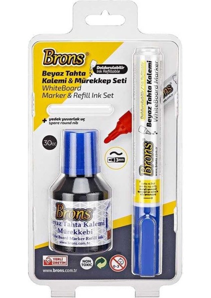 Board Marker Set Mavi Kalem + Mürekkep