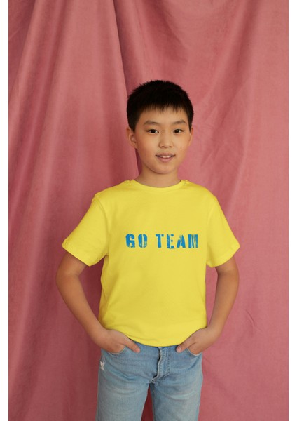 Erkek Çocuk Pamuk Go Team Baskılı Kısa Kol Tshirt modelleri