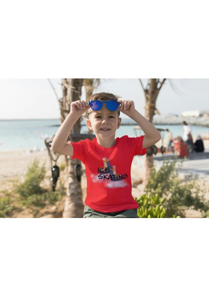 Erkek Çocuk Pamuk Ice Skating Baskılı Kısa Kol Tshirt fiyatları