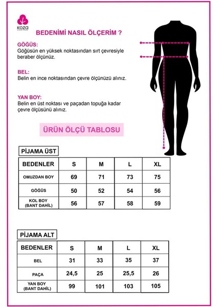 Koza İç Giyim Kadın Viskon - Yumuşak Dokulu Düğmeli Pijama Takımı