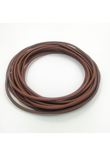 Dekoratif Örgülü Kumaş Kablo Kahverengi Renk 2X0,50MM 1 Metre