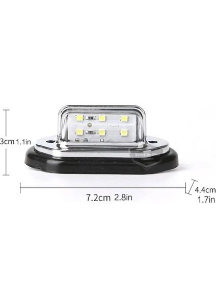Üniversal Plaka Lambası 6 LED Güçlü Işık Su Geçirmez Krom Araç Plaka Işığı Ultra Parlak Oto Aydınlatma 12/24V 2 Adet indirimleri