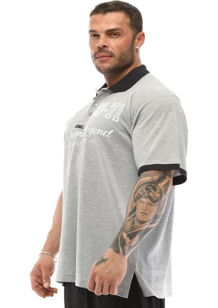 Gri Melanj Polo Yaka Büyük Beden Tişört Big Sam 2833 fiyatları