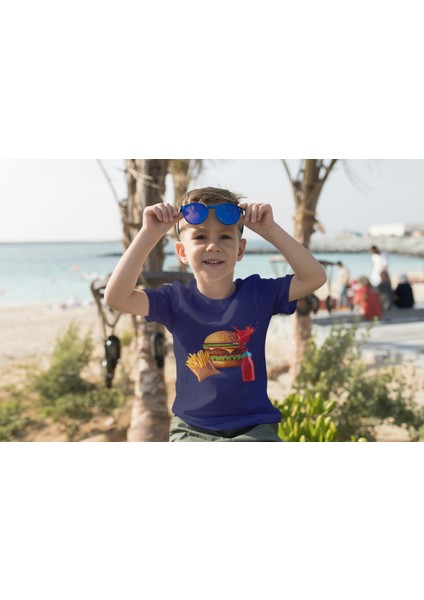 Erkek Çocuk Pamuk Hamburger Baskılı Kısa Kol Tshirt fiyatları