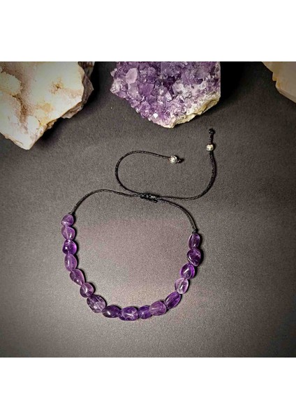 Ametist Amorf Kesim Makrome Örgü Doğal Taş Bileklik fırsatları