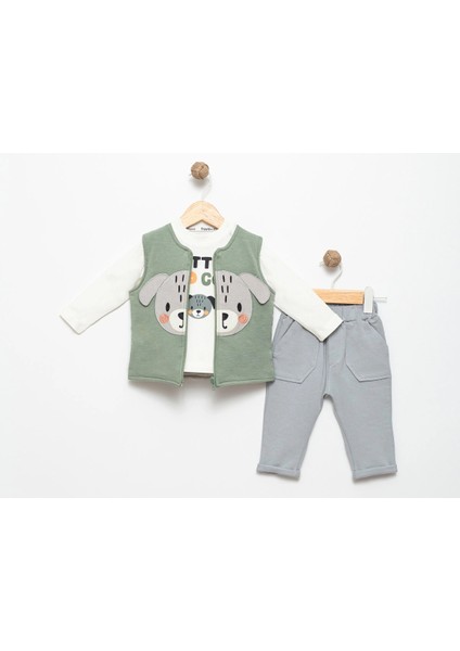 Köpek Nakışlı Yelekli Erkek Takım 15522