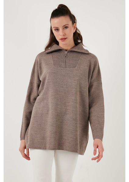 Yarım Fermuarlı Oversize Triko Kazak Bayan Kazak 4616079Y fiyatları