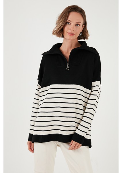 Akrilik Yarım Fermuarlı Yaka Triko Kazak Bayan Kazak 4615221 fırsatları